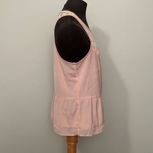 American Eagle Outfitters Pink Lace Front Sheer Tank - Picture 6 of 9